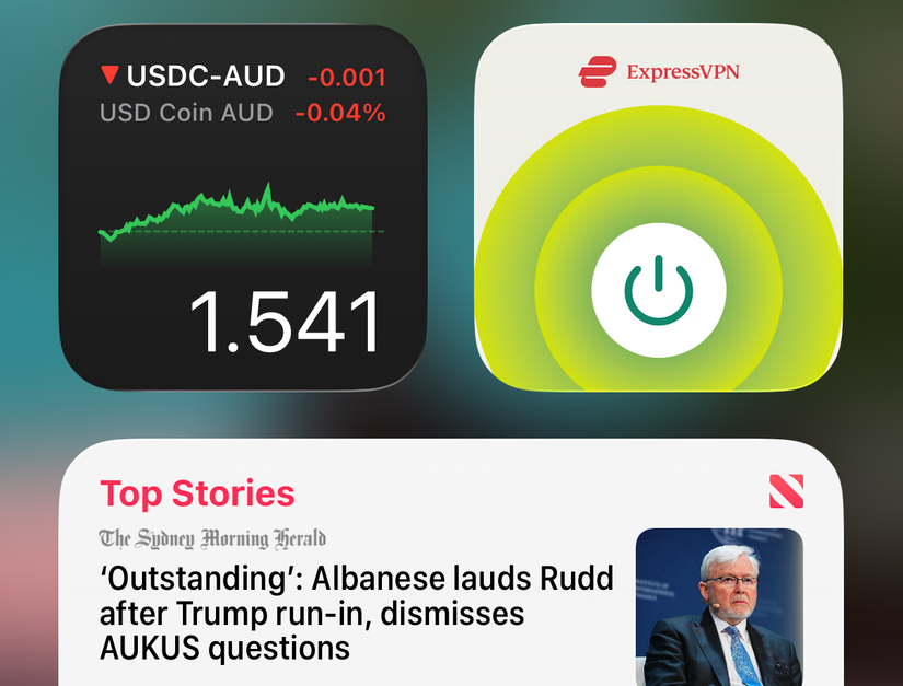 Widgets for currency, ExpressVPN, and News in iOS 26.