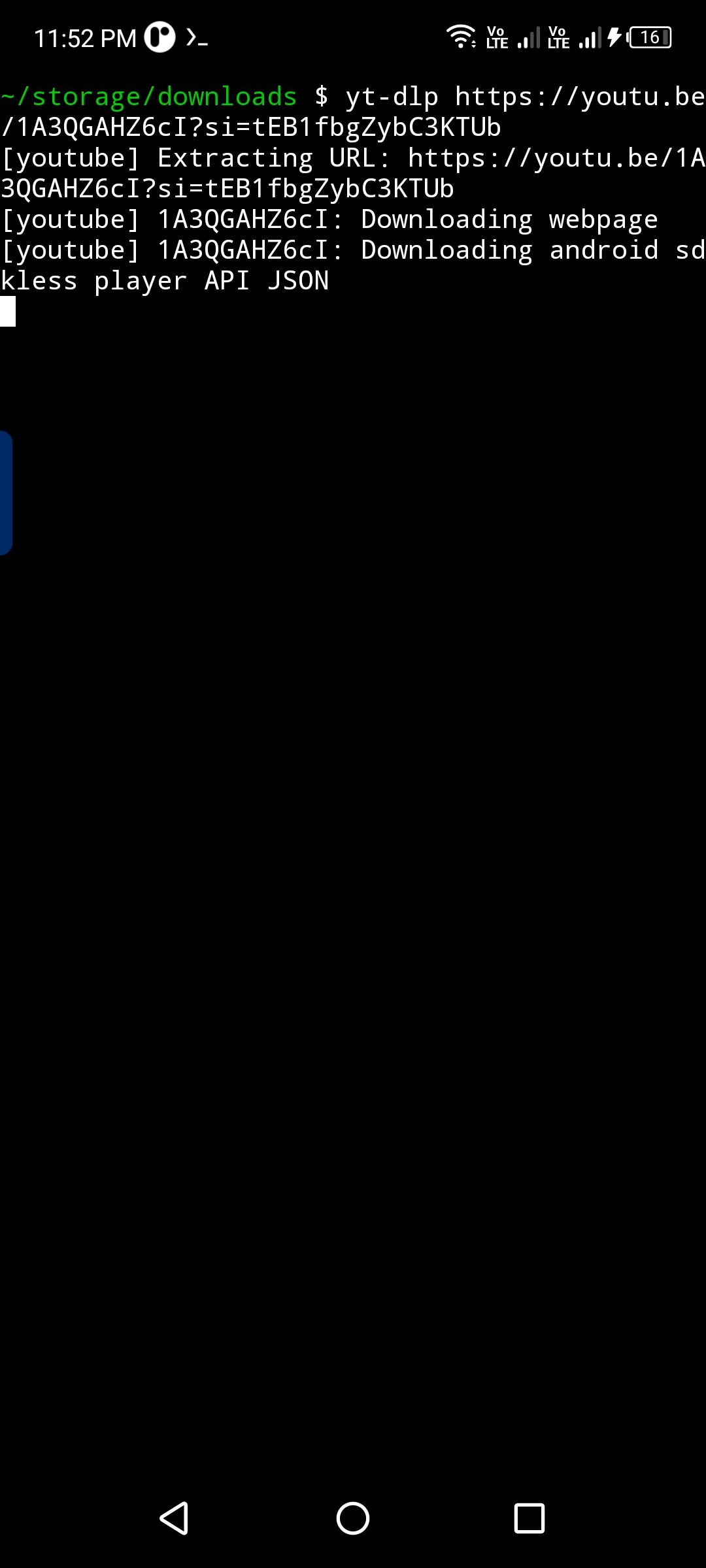 Downloading a URL using Yt-dlp.