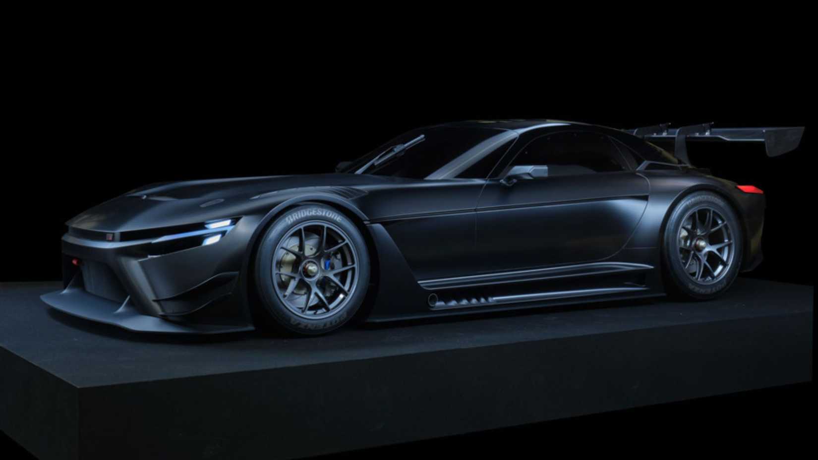 Front 3/4 studio shot of the 2022 Toyota GR GT3 Concept.