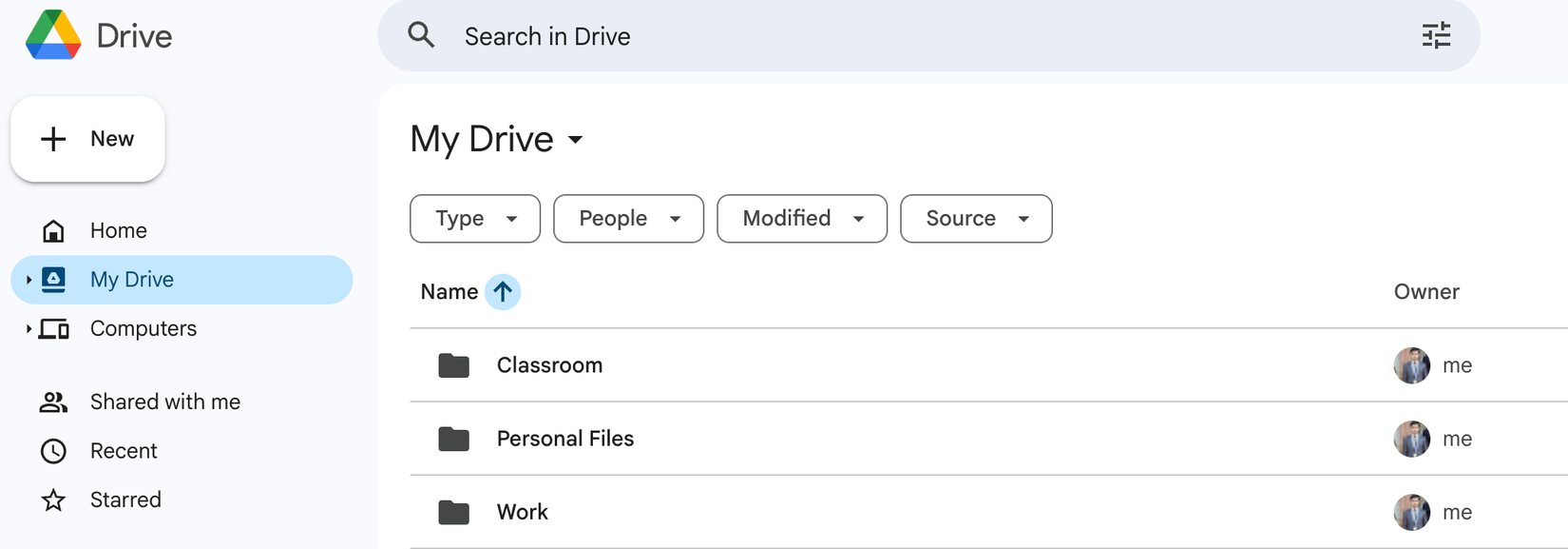 Organizando arquivos em pastas separadas no Google Drive.