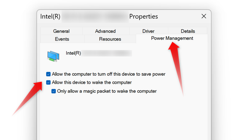 Ativando o recurso wake on lan nas configurações de gerenciamento de energia de um adaptador de rede no Windows.
