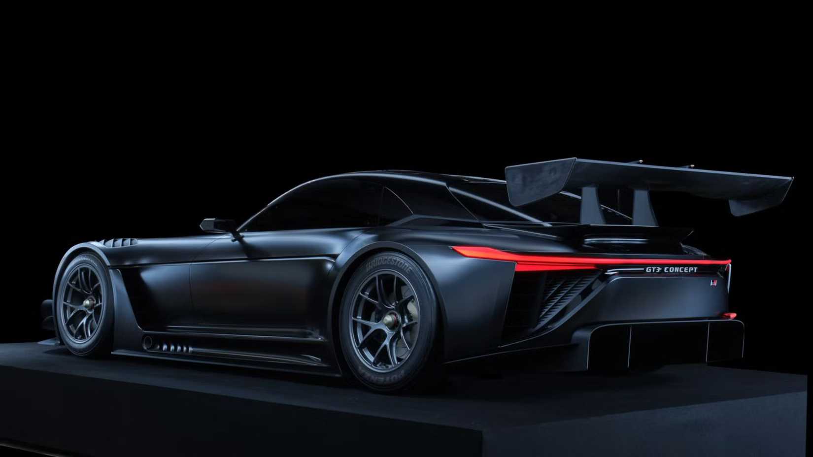 Rear 3/4 studio shot of the 2022 Toyota GR GT3 Concept.