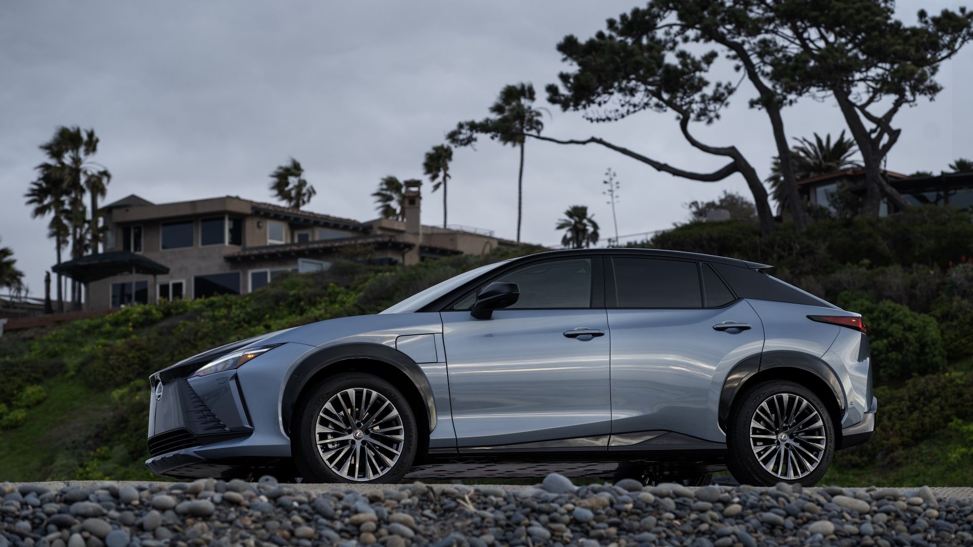 Side profile shot of a 2024 Lexus RZ