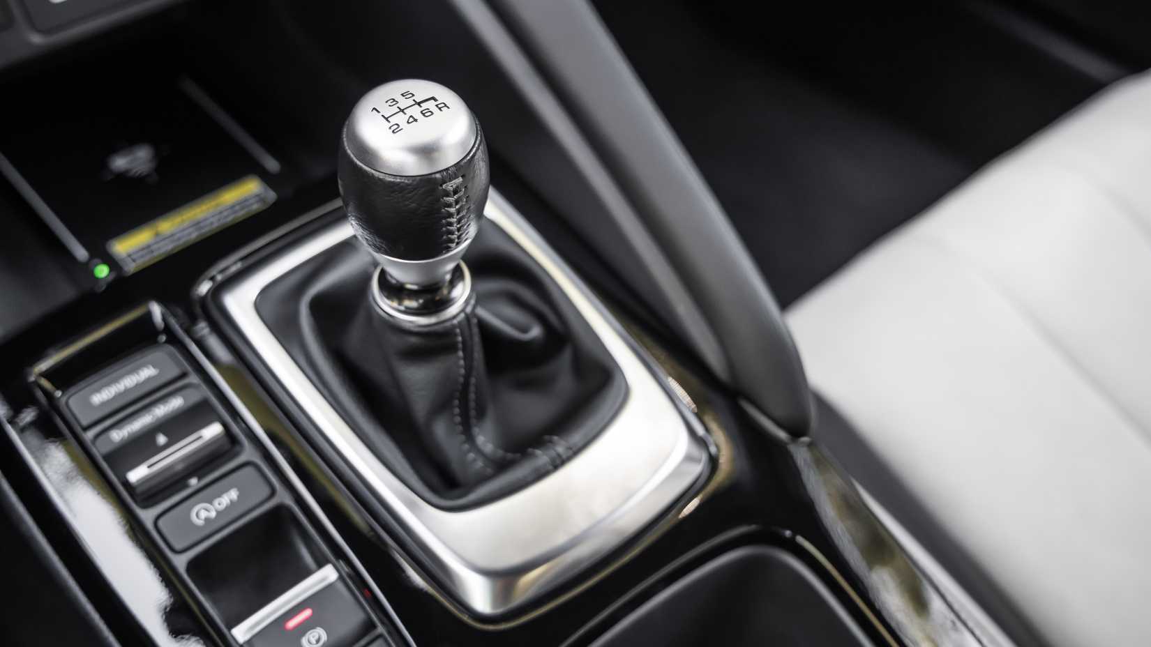 Shot of the manual shift knob in a 2023 Acura Integra