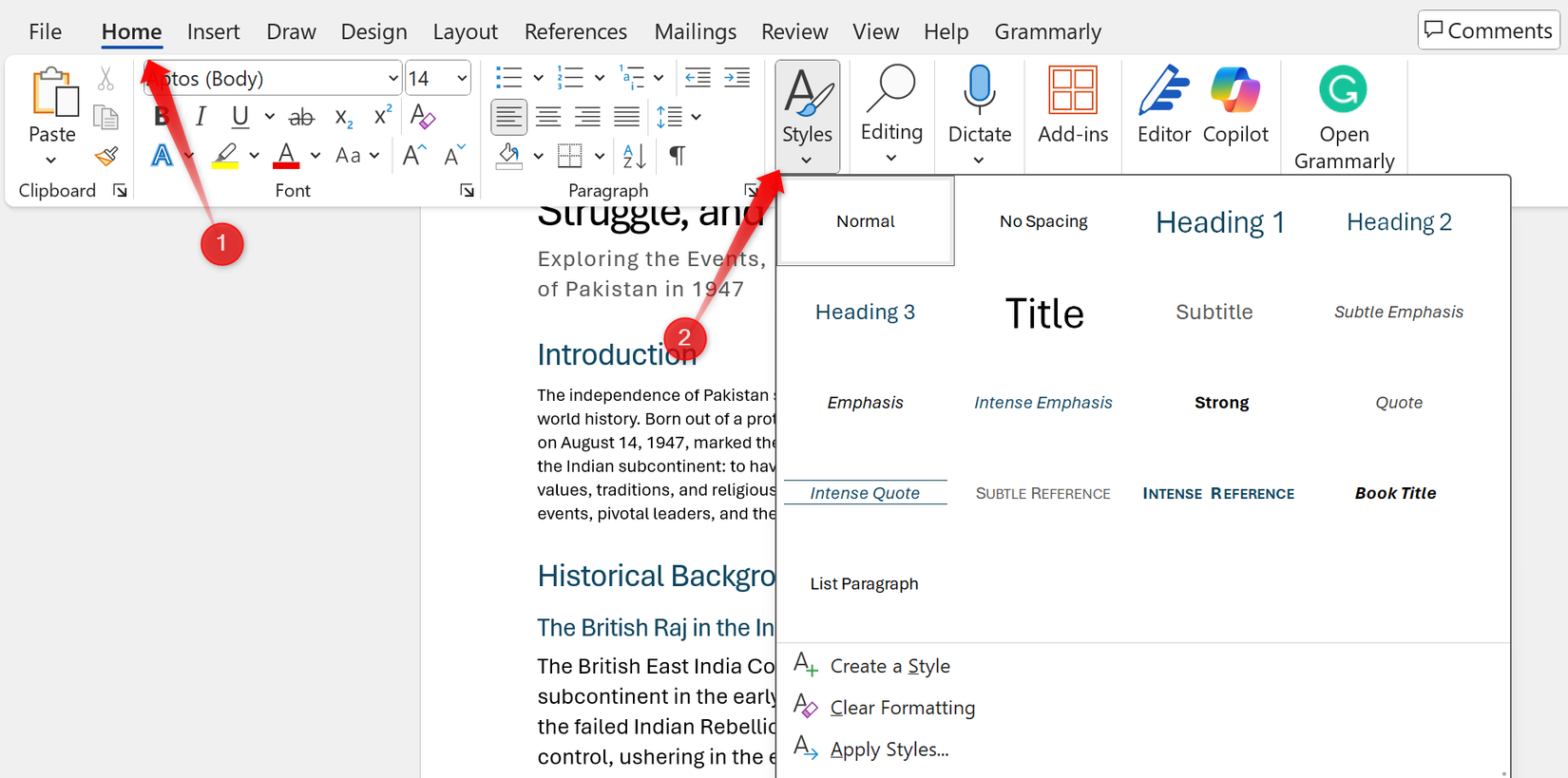 Usando o recurso Estilos no Microsoft Word.
