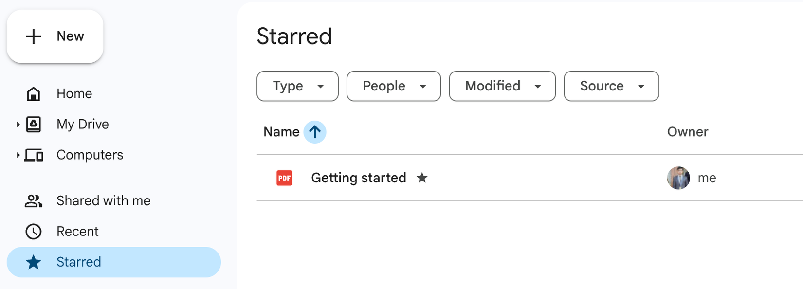 Verificando arquivos marcados com estrela na pasta marcada com estrela no Google Drive.