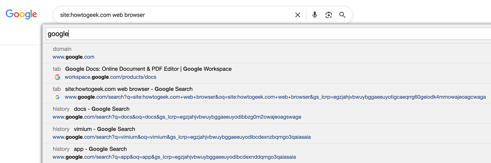 Finding the last page using Vimium Quick Open in Google Chrome.