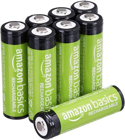 Amazon Basics 8-Pack Rechargeable AA NiMH Batteries.