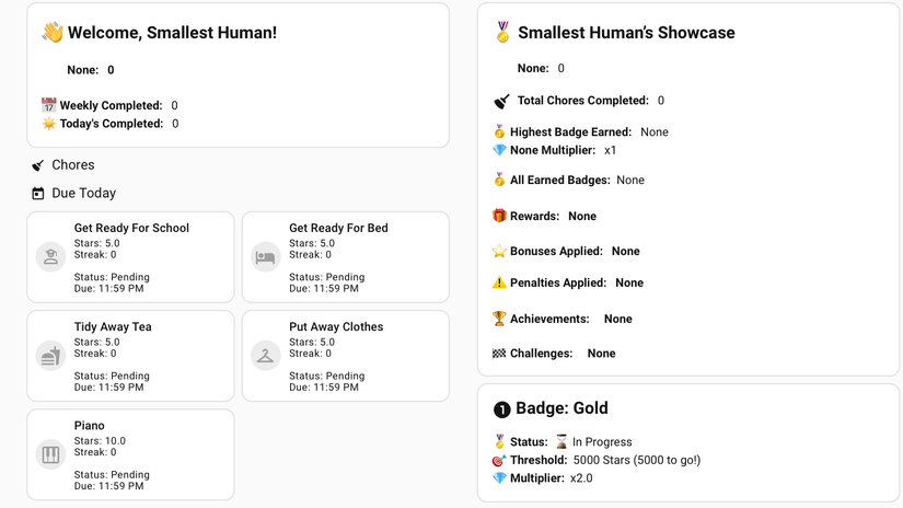 A kids dashboard for the KidsChores integration in Home Assistant.