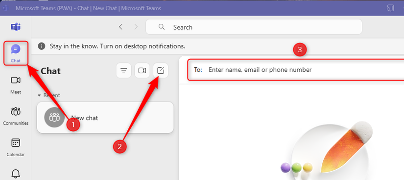 A new chat in the Microsoft 365 Personal version of Microsoft Teams.