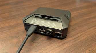 A Raspberry Pi 4 configured to work as a travel router.