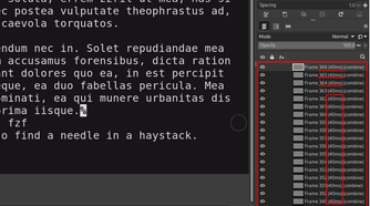 A snippet of the layers pane in Gimp shows that an unoptimised gif has 366 frames, with each frame delay set to 40ms.