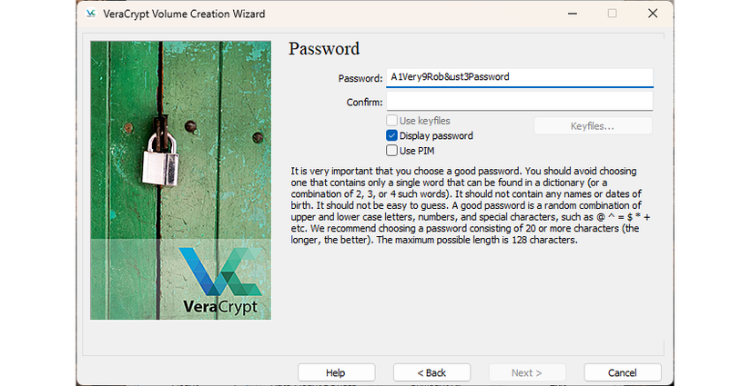 A very robust password for VeraCrypt.