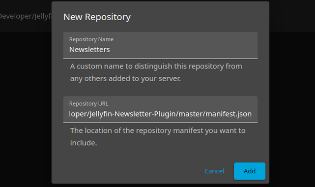 Added a Newsletters repository to Jellyfin.