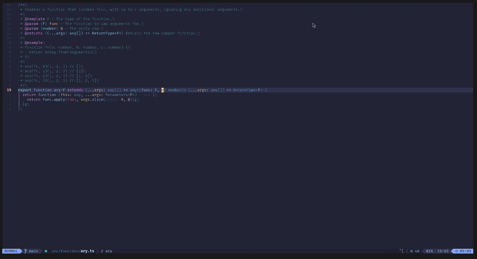 Uma animação mostra um menu aparecendo no lado direito de uma janela do Neovim. Ele exibe mais de uma dúzia de mapas de teclado. O usuário seleciona um mapa de teclado e outro menu aparece. O usuário seleciona outro mapa de teclado. Uma janela de pesquisa finalmente aparece.-anim