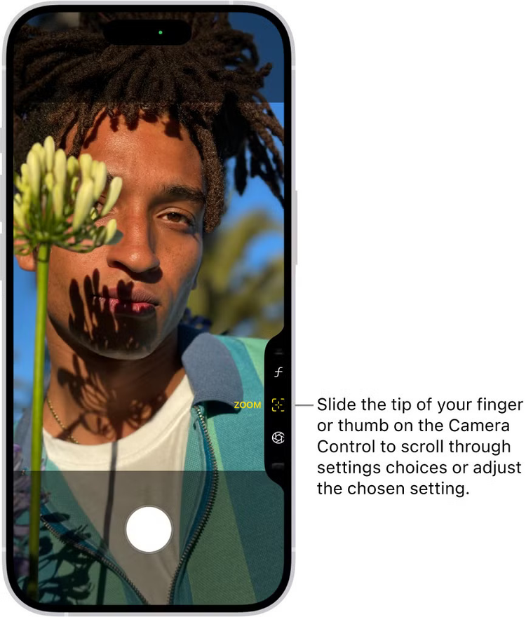 Using the settings overlay through Camera Control.
