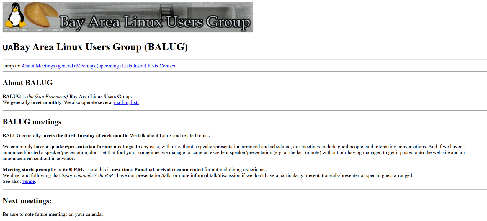 Bay Area Linux Users Group (BALUG) official website.