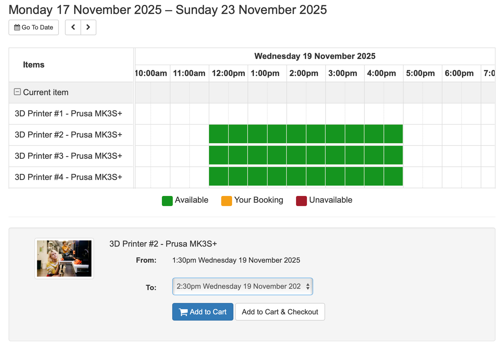 Booking a 3D printer time slot at a state library.