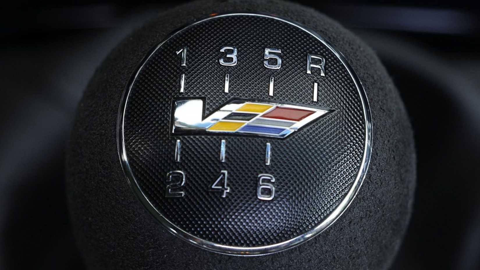 Close-up shot of the six-speed gear shifter in a 2011 Cadillac CTS-V Wagon.