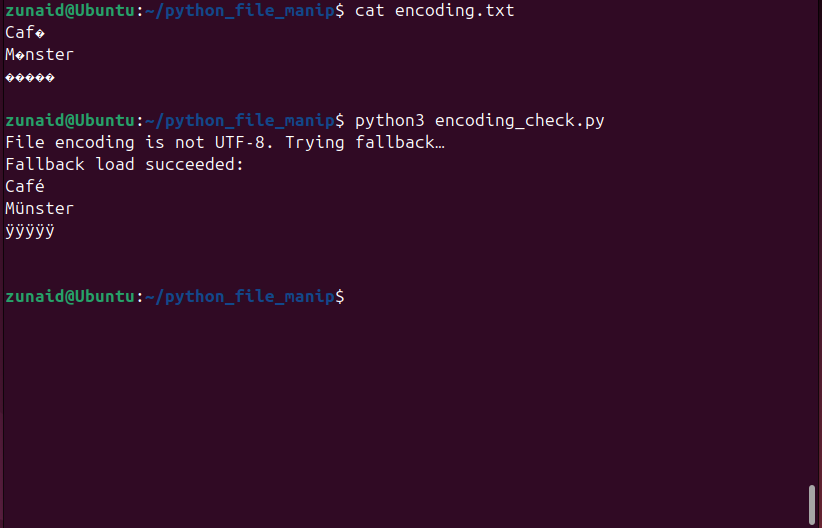 Capturando um erro de decodificação unicode ao ler um arquivo usando Python.