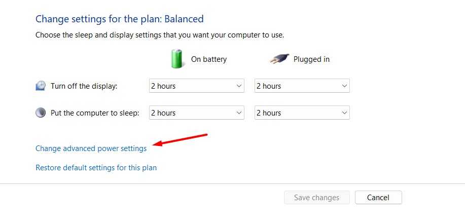 Change advanced power settings option in the control panel.-1