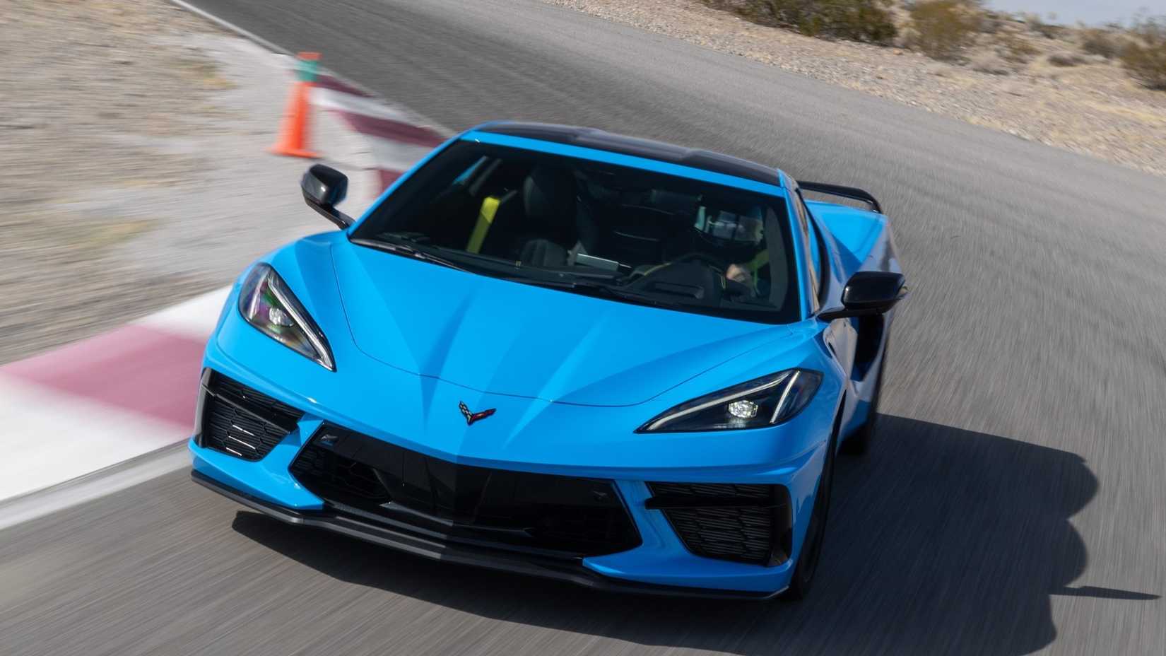 Front 3/4 action shot of a 2020 Chevrolet Corvette