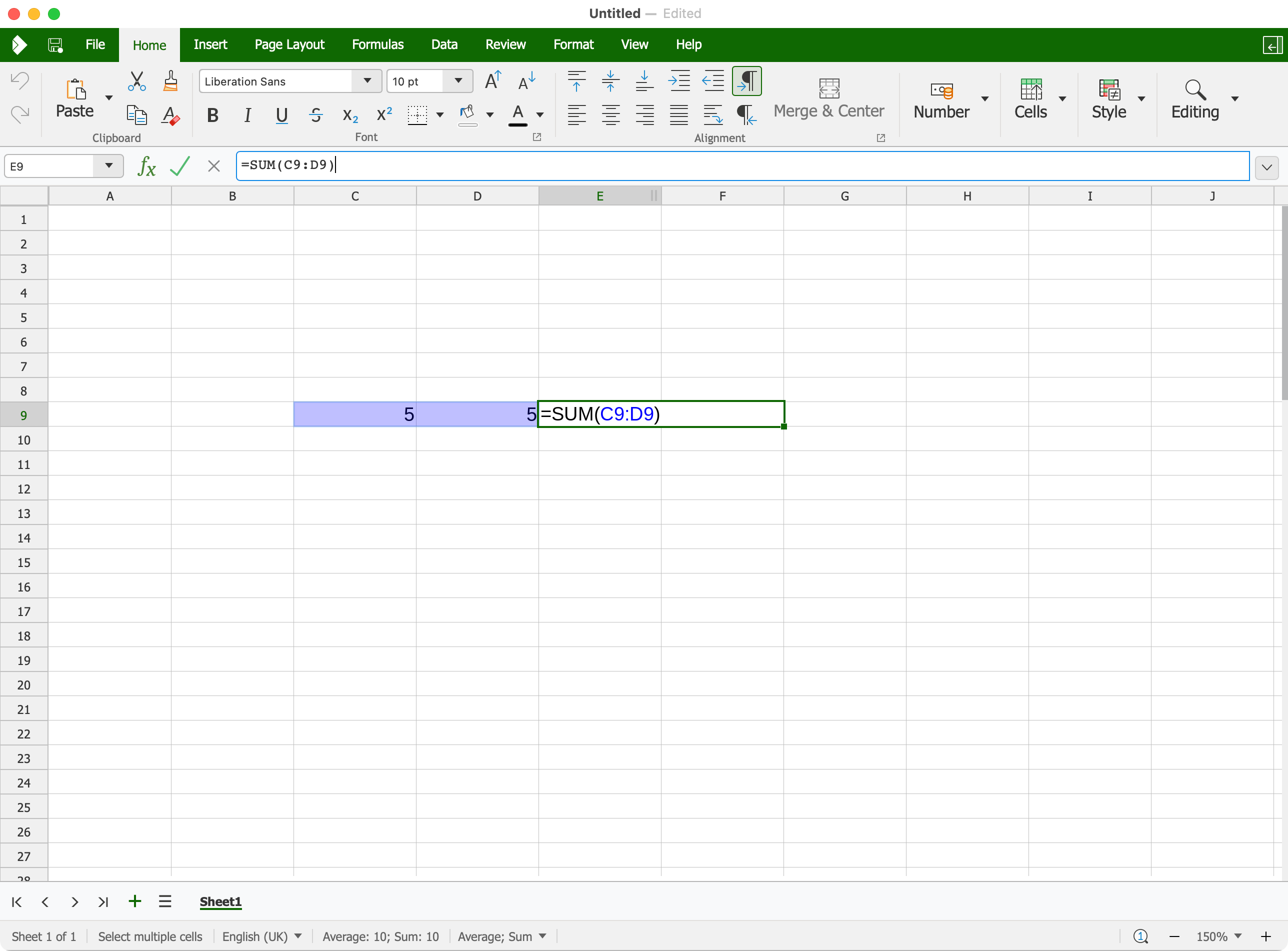 Spreadsheet document in Collabora Office