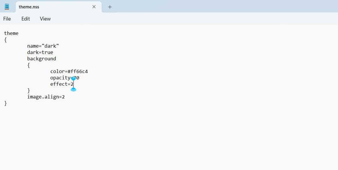 Color entry in theme file.