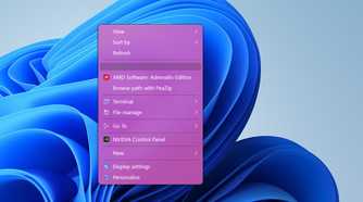 Context menu in pink color.