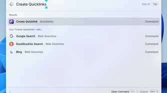 Create Quiclinks option in Raycast.