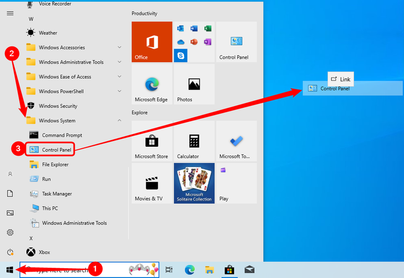 Criando um atalho na área de trabalho para o Painel de Controle.