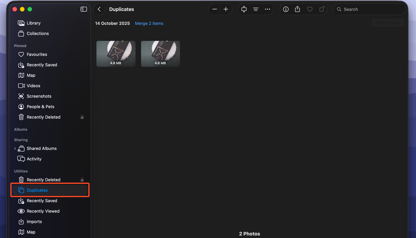 Duplicates in Photos.