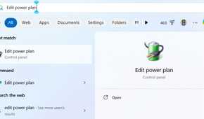 Edit power plan option in the Start menu.