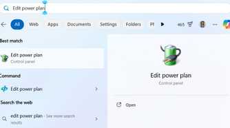Edit power plan option in the Start menu.