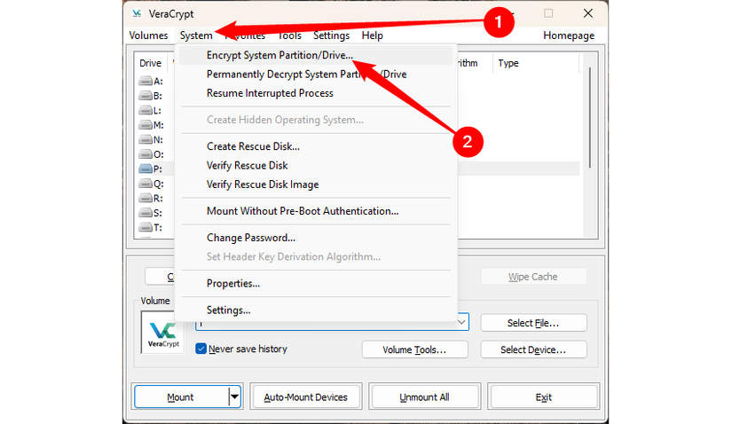 Encrypting your system drive with VeraCrypt.