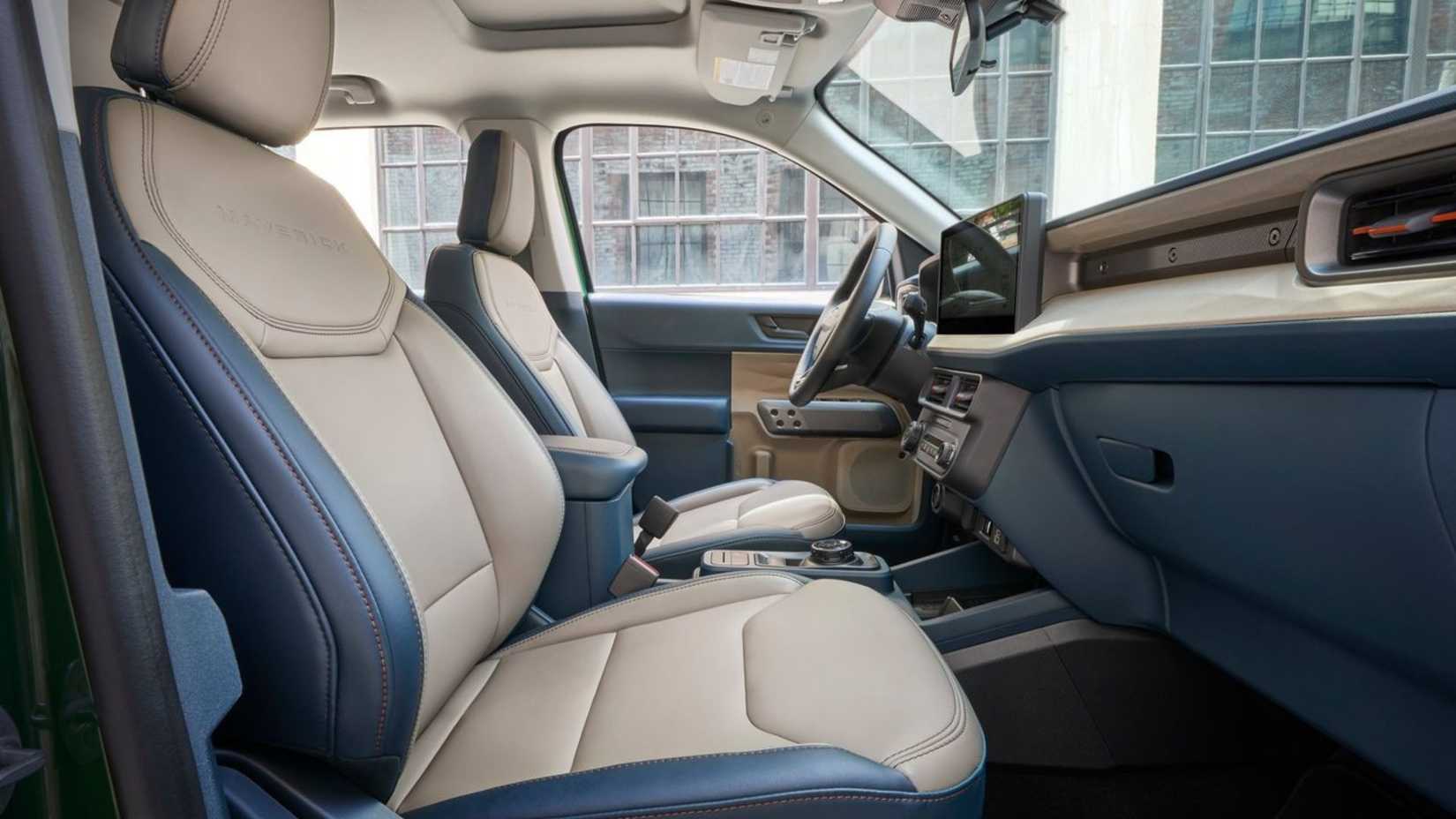 Shot inside the cabin of a 2025 Ford Maverick.