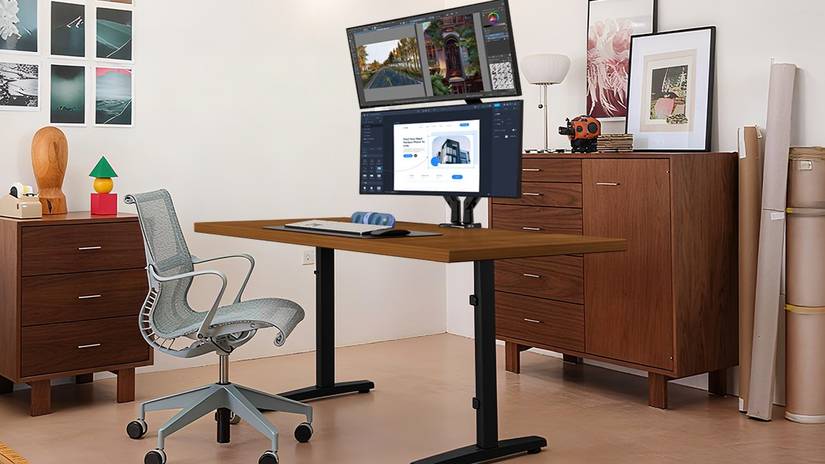 Boost comfort and productivity with the HUANUO DS7 dual monitor arm