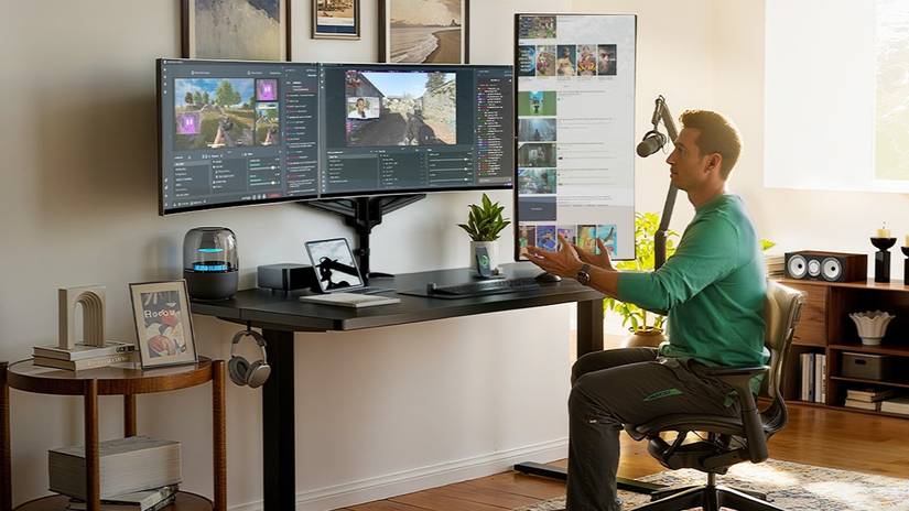Boost comfort and productivity with the HUANUO DS7 dual monitor arm