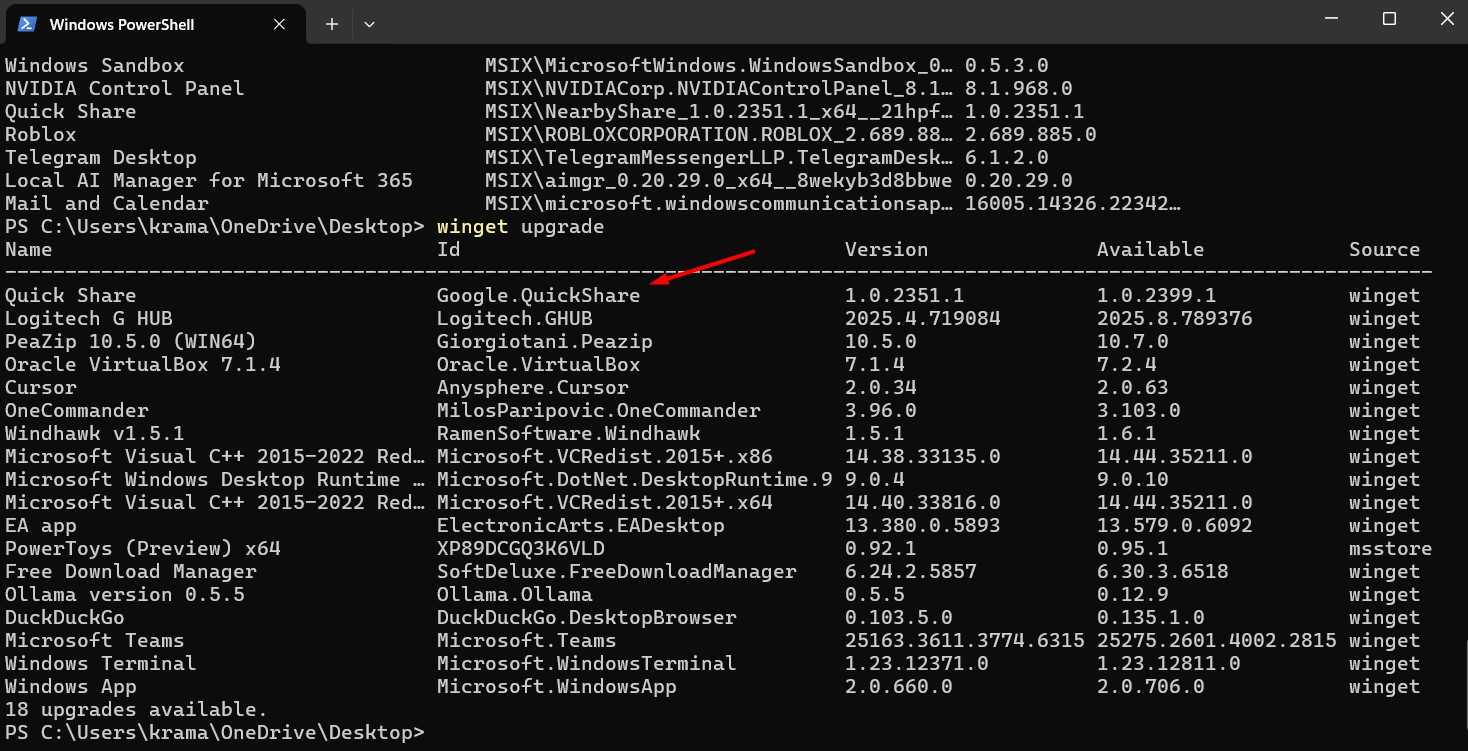 ID number of Quick Share.
