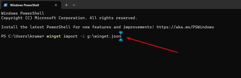 Import command in Terminal.