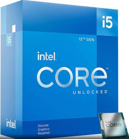 Intel Core i5-12600KF processor next to its box.