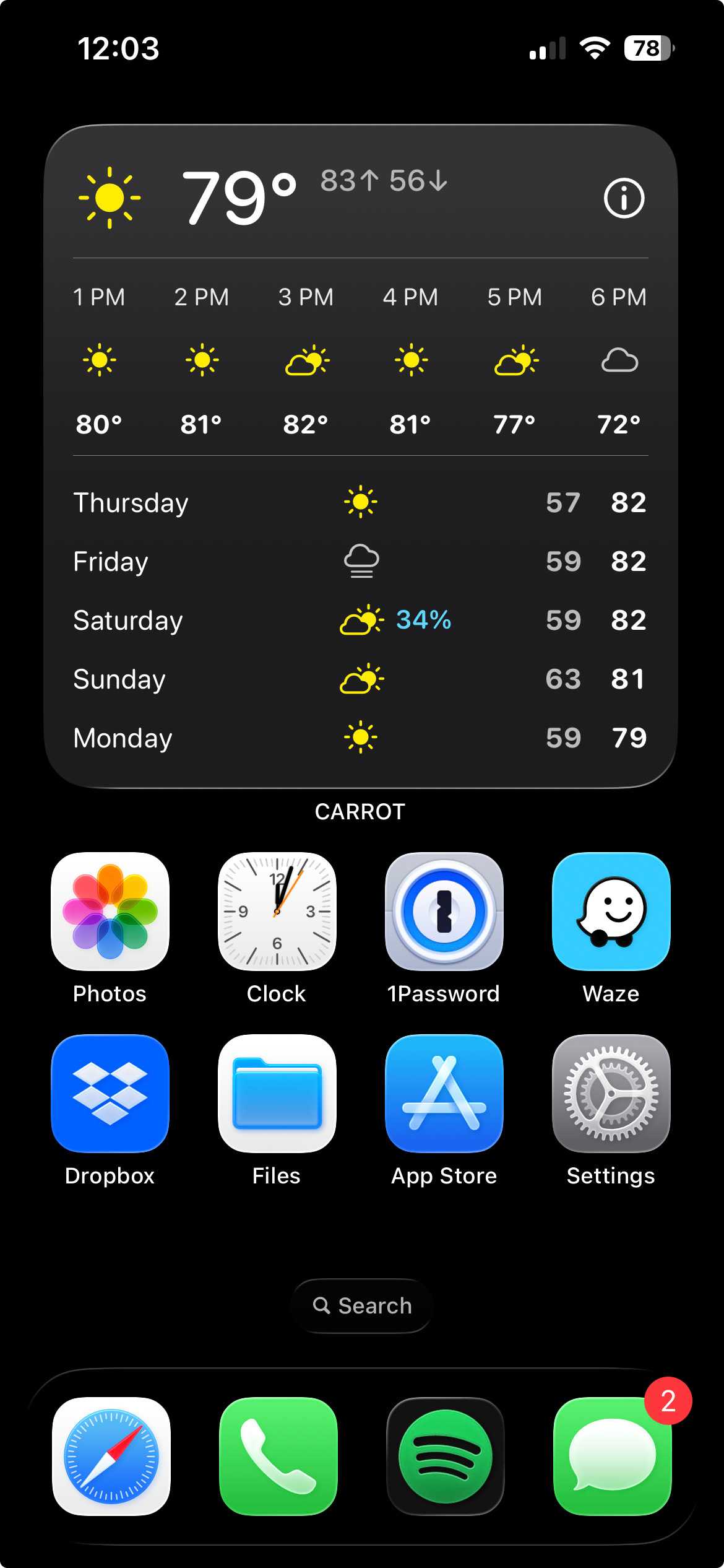 An iPhone with a solid black wallpaper.