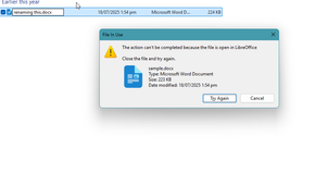 Windows can't delete a file that's already open in another program.