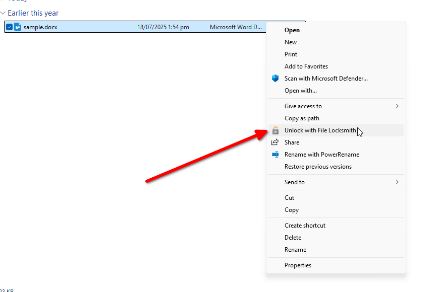 Using File Unlock smith from the context menu.