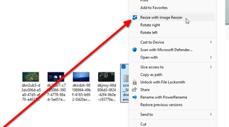 PowerToys image resize button in the context menu.