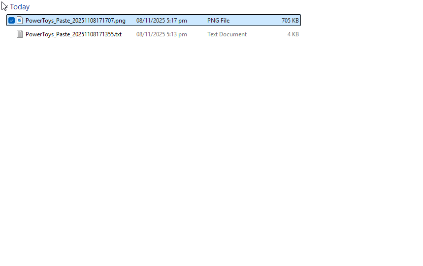 Pasting an image file directly in a folder using PowerToys.