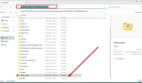 Copying the file path to winget.