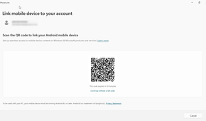 Connecting with Phone Link using a QR code.