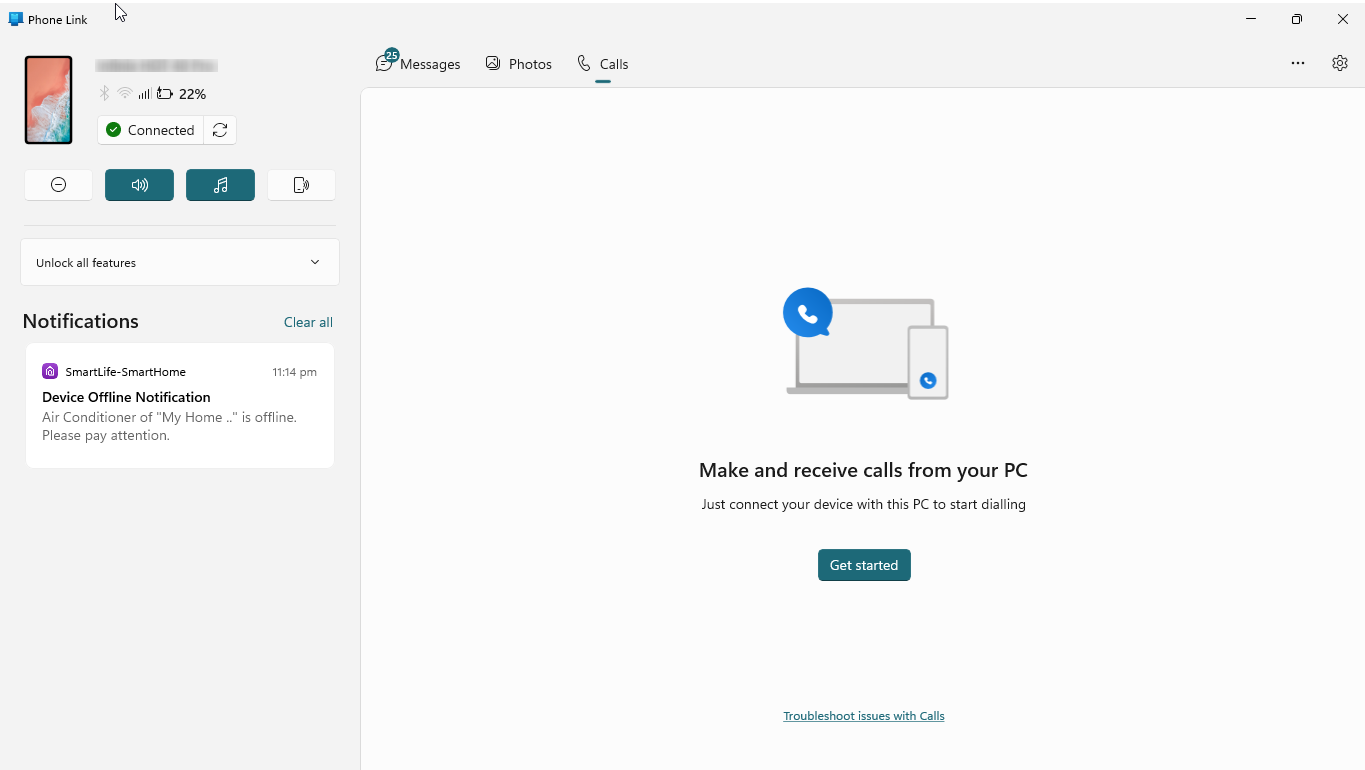 Notifications successfully synced using Phone Link.