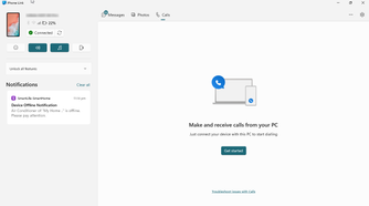 Notifications successfully synced using Phone Link.